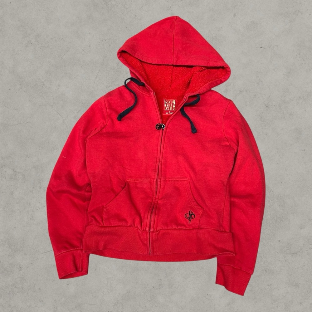 Vintage South Pole Hoodie‎ Womens Large Red Y2K Grunge 2000s Mallgoth Zip Up Emo